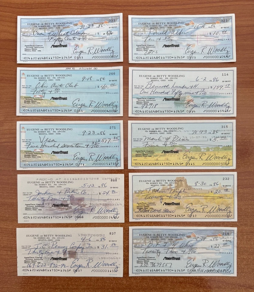 LOTE DE 10 CHEQUES AUTOGRAFIADOS GENE WOODLING 1986 NEW YORK YANKEES de colección Foto 1 de 1