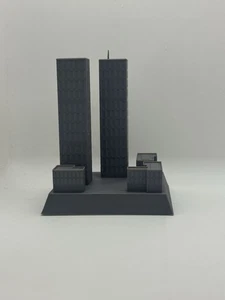 World Trade Center Twin Towers Gray Unpainted 4” Model Desk Statue Memorial 9 11 - Picture 1 of 3