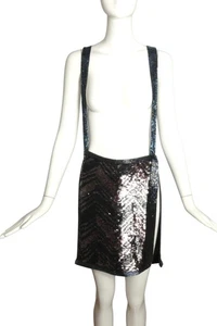 PIERRE CARDIN (HAUTE COUTURE)-1998 Sequin & Beaded Suspender Skirt, Size 8 - Picture 1 of 7