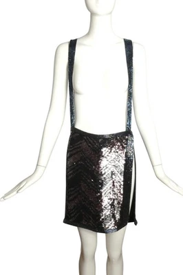 PIERRE CARDIN (HAUTE COUTURE)-1998 Sequin & Beaded Suspender Skirt, Size 8 - Image 1 of 4