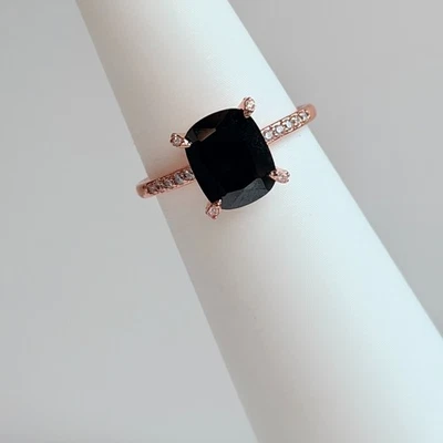 Bomb Party Ring Sz 8 "Meant To Be Mine" Black Onyx on Rose Gold BORG - image 1 of 4