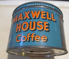 VTG OLD 1950s ADVERTISING Maxwell House Coffee Tin 1 LB  WITH LID USA P-7005-R