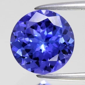 💎 1,36ct 7mm VS runder natürlicher violettblauer Tansanit - wunderschön, Tansania Edelstein - Bild 1 von 4