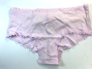 NWT Victoria's Secret Cotton Pointelle Lace Trim Cheeky Panty Large - Picture 1 of 4