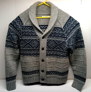 AMERICAN EAGLE Lambswool Blend Patterned Shawl Cardigan Sweater Men's SZ LG EUC - Picture 1 of 6