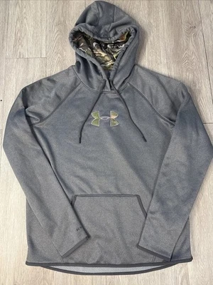 Under Armour Storm Cold Gear 连帽衫迷彩标志带紫色轮廓女式大号全新无标签 — 第 1/4 张图片