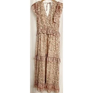Vestido Cleobella Cherie Tobillo Rosa Marrón En Niveles Midi Delicado Volantes Zinnia Grande - Imagen 1 de 3