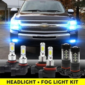 For Silverado 1500 2007-2015 6x 8000K LED Headlight & Fog Light Bulbs Kit - Picture 1 of 12