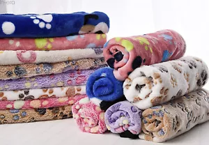 Suave Cálida Manta de Lanza Mascota Hermosa Estampado Pata Perro Gato Alfombra Sofá Cama Talla S M L - Imagen 1 de 39