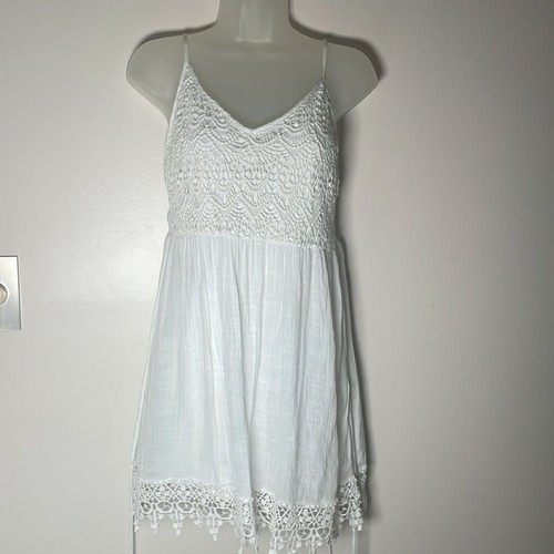 OFF WHITE Abito babydoll all'uncinetto pizzo bianco sporco di BE COOL estate spiaggia evento S