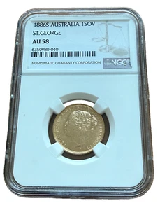 Australia 1886S Gold 1 Sovereign NGC AU58 Saint George Victoria - Picture 1 of 2