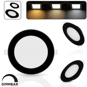 Panel LED Foco empotrable Lámpara de techo Lámpara empotrada Redonda Ultraslim Negro - Imagen 1 de 13