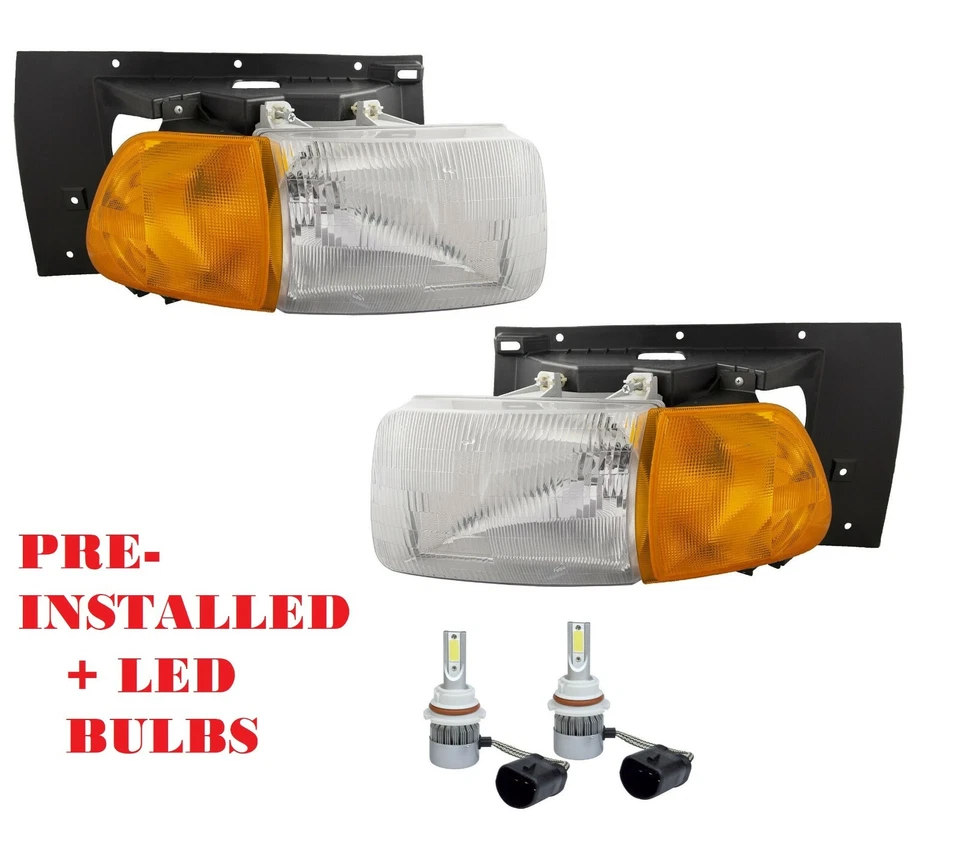 Fit For STERLING TRUCK 9500 8500 2002-2003-2004 HEADLIGHTS LAMPS W/LED BULBS - Изображение 1 из 4
