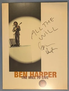 Cartel de madera firmado por Ben Harper The Will to Live, autógrafo auténtico - Imagen 1 de 3