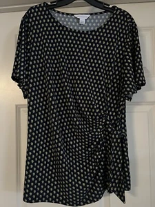 Liz Claiborne flüssiger Strick Gr. PXXL kleiner Paisley-Druck seitlicher Pullover zum Binden Bluse  - Bild 1 von 9