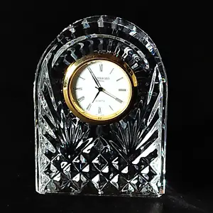 WATERFORD QUARTZ 3.5"T Lead Crystal Clock w Gold Face, New Battery Included - Picture 1 of 8