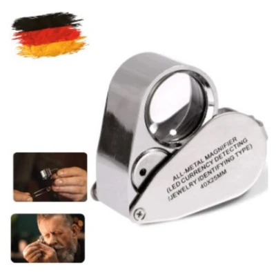 Juwelier Lupe, 40X Vergrößerung Metall Faltlupe Mit LED UV Licht Juwelierlupe Fü