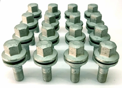 16 x OE alloy wheel M12 x 1.25 flat seat 17mm hex bolts - Peugeot 206 - Image 1 of 4