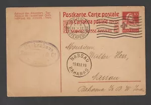 1919 Zumstein Stamp Co. Postal History Switzerland to Bahamas Postal Stationary - Picture 1 of 2
