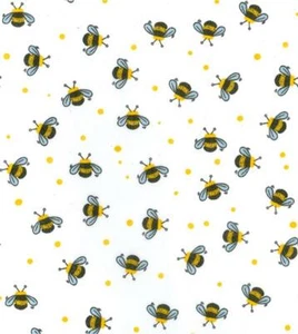 Printed Polycotton Craft Fabric Material - BUMBLEBEES - Picture 1 of 2