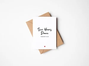 Six Years Down Happy Anniversary Card Sixth 6th Wedding Cards Boyfriend Him Her - Picture 1 of 5