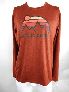 Life is Good Men Active Long Sleeve Tee Retro Mountains Orange Medium 72465 - Picture 1 of 9