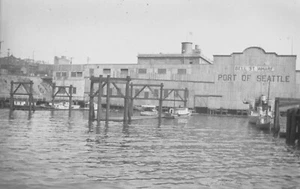 Puerto de Seattle-Elliot Bay-Bell St Wharf WA Vintage Años 1920 Foto Negativo - Imagen 1 de 1