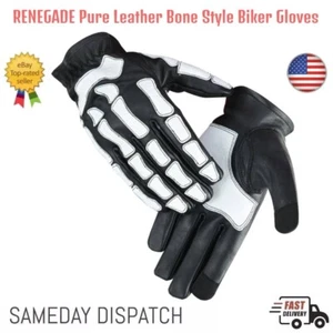 Biker Skelett Knochen Handschuhe Rennrad Motorrad Mechaniker Vollfinger Neu - Bild 1 von 7