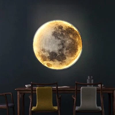 LED ceiling lamp dimmable ceiling light 60 cm 3D moon ceiling light bathroom hallway lamp - Image 1 of 4