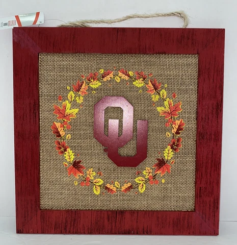 FOCO Oklahoma Sooners Burlap Sign Wall Decor Seasonal Decoration NEW WITH TAGS Cover