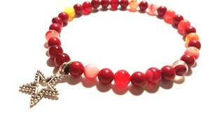 BRACCIALE IN PIETRE PREZIOSE DI AGATA ROSSA-PASTA DI CORALLO BRACCIALETTO MM06 - Foto 1 di 12