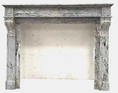 Cheminée de style Louis Philippe en marbre Bleu Turquin XX siècle - Photo 1/4