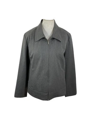 Chaqueta Blazer Venezia Algodón/Spandex Gris Bolsillos Cremallera Mujer’s Talla 18/20 Foto 1 de 4