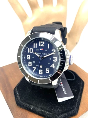 Tommy Hilfiger Reloj Hombre 1791661 Cuarzo Esfera Azul Correa Goma Negra 46mm Foto 1 de 4