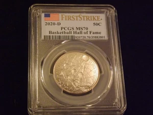 2020 - D 50 C Basket Ball First Day Of Issue First Strike PCGS MS 70 - Picture 1 of 2