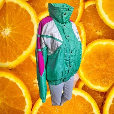 Chaqueta de esquí Spyder vintage para mujer talla 8 verde rosa blanco abrigo aislante Foto 1 de 4