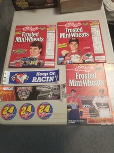 lotto di 3 scatole commemorative Jeff Gordon Dale Earnhardt Kelloggs + 5 decalcomanie - Foto 1 di 7