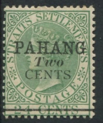 MALAYA PAHANG 1891 2c ON 24c VERDE TIPO 5 SG7 GOMA ORIGINAL GATO 300€ Foto 1 de 2
