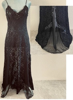 Maxi Camisón Largo Sin Mangas Shirley of Hollywood Paneles de Gasa y Tren Encaje Foto 1 de 4