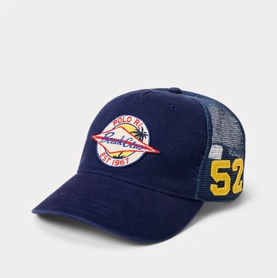 Polo Ralph Lauren Para hombres Logo-Parche Sarga Trucker Gorra Newport Azul Marino SnapBack Sombrero Foto 1 de 4