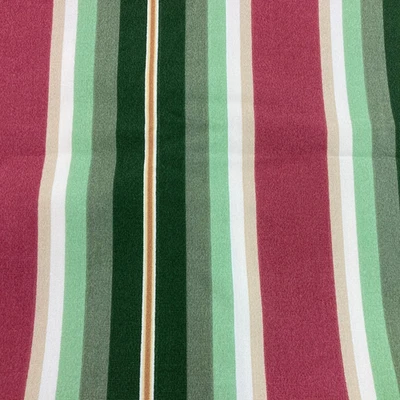 4 yds Jay Yang Upholstery Fabric Green Coral Cream Wallpaper Classic Stripe - Image 1 of 4
