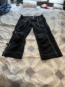 DEHA CARGO CAPRIHOSE IN SCHWARZ weiß Details Größe Small Italy Made Y2K - Bild 1 von 9
