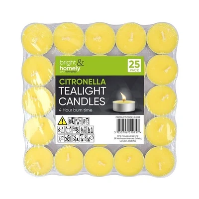 25x Citronella Tea Light Candles - Garden Home Mosquito Insect Repellent - Image 1 of 4