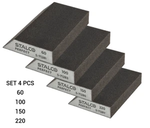 Set 4 Grit 60+100+150+220 Angled Sanding Blocks Sponge WET/DRY Abrasive Coated - Picture 1 of 6