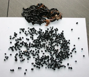 Kreativ Schmuck zum Basteln schwarze Zylinder unterschiedliche Größe alt Kette - Bild 1 von 2