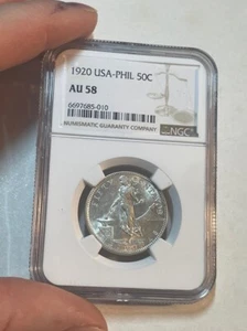Philippines - 1920 Silver 50 Centavos (NGC AU 58) - Picture 1 of 4