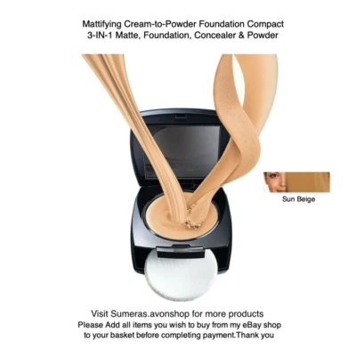 Avon True Colour/Flawless Matte Cream-2-Powder 3-in-1~ Sun Beige ~ Free P&P - Image 1 of 4