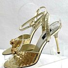 Jlo Rhinestone/Sequins Gold Slingbacks Stiletto Heels Sz 7.5M