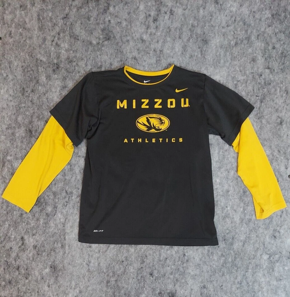Mizzou Missouri Tigers Shirt Womens 14 16 Nike Dri Fit Long Sleeve Layered - Image 1 of 4