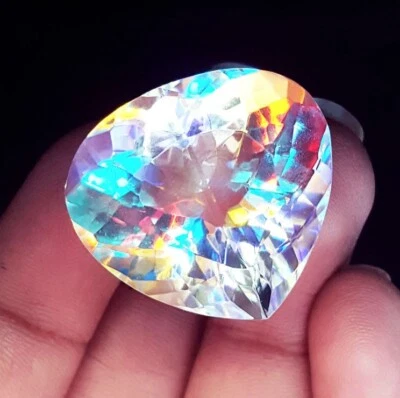 Mystic Quartz Pear Shape Certified Loose Gemstone 39.70+ Ct With Free Gift - Image 1 of 4